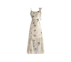 French butterfly print suspender dress 2025 new seaside holiday long skirt R0039